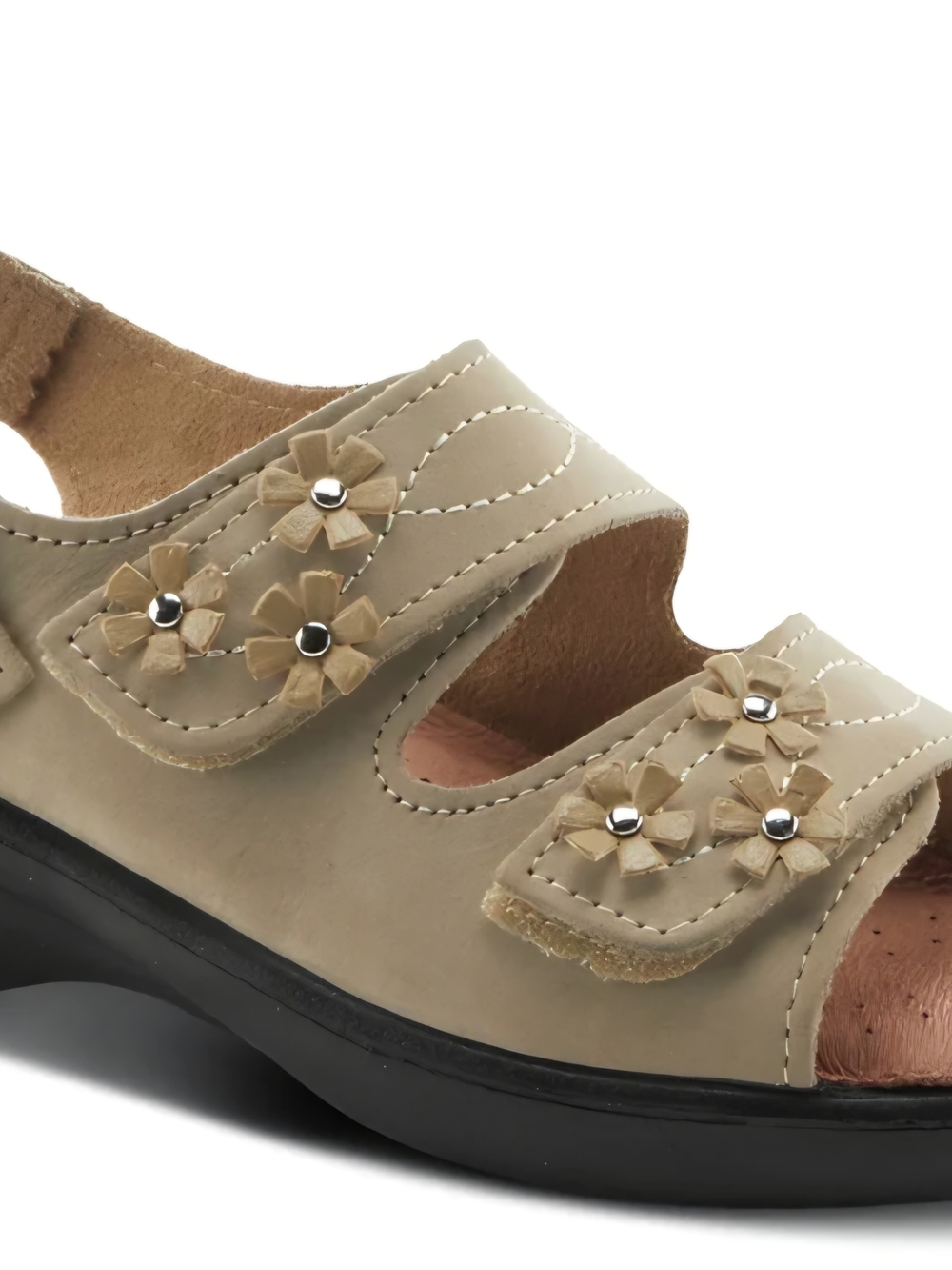 Anatomie Taupe Floral Double-Strap Sandals